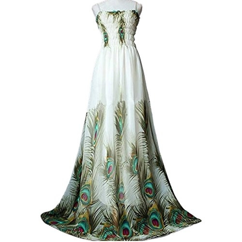 Women Peacock Maxi Dress Plus Size ...